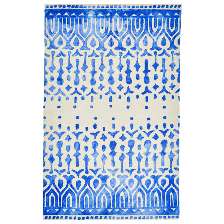 World Menagerie Haings HandTufted Blue/Beige Area Rug Wayfair